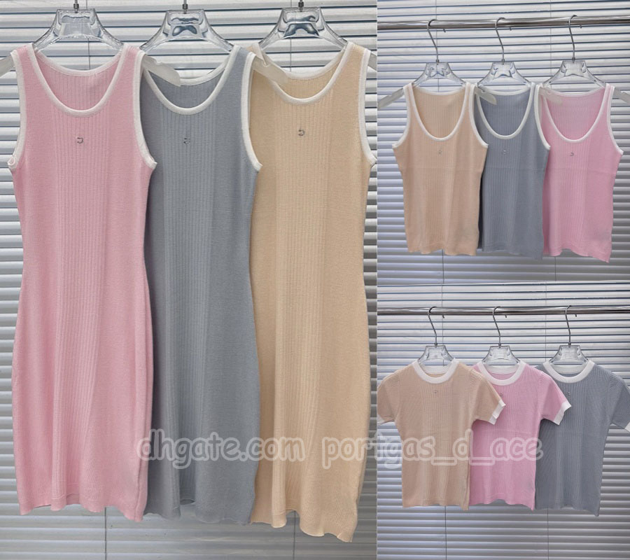 Luxury Women Knits Designer Knitted t Shirt Vest Dress Elegant Slim Fit Sweater Dresses Fashion Birthday Jumper Tops