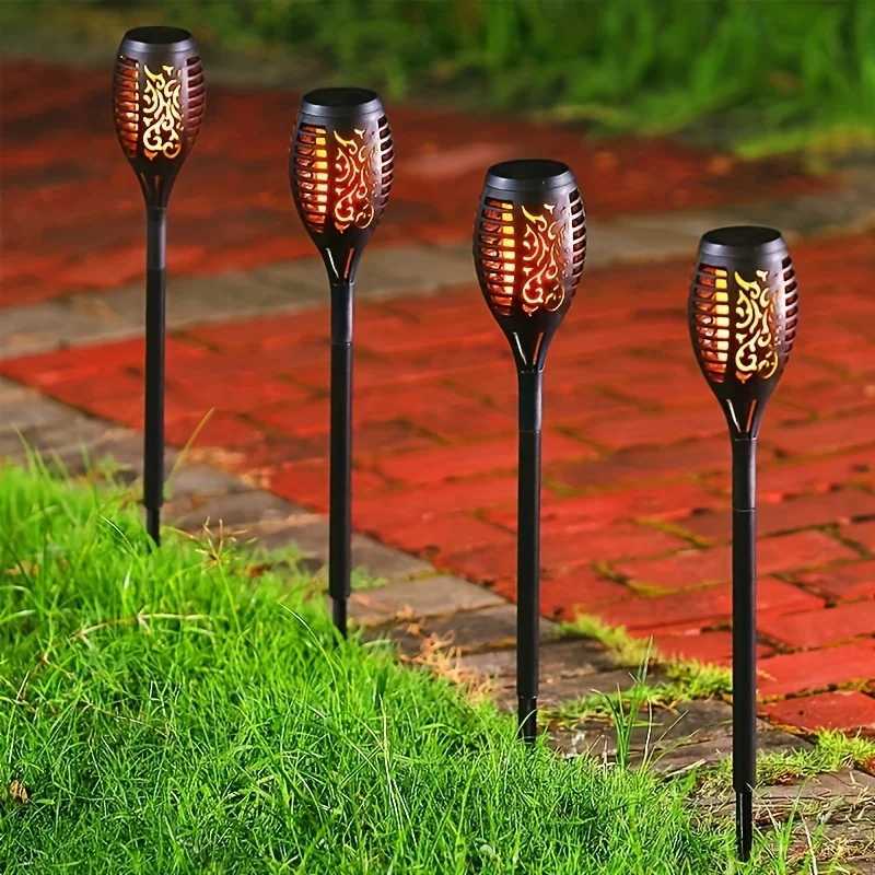 1/2PACK 12LED Solar Flame Torch Light Flickering Light Waterproof Garden Decoration Outdoor Lawn Path Yard Patio Floor Lamp XJ250606