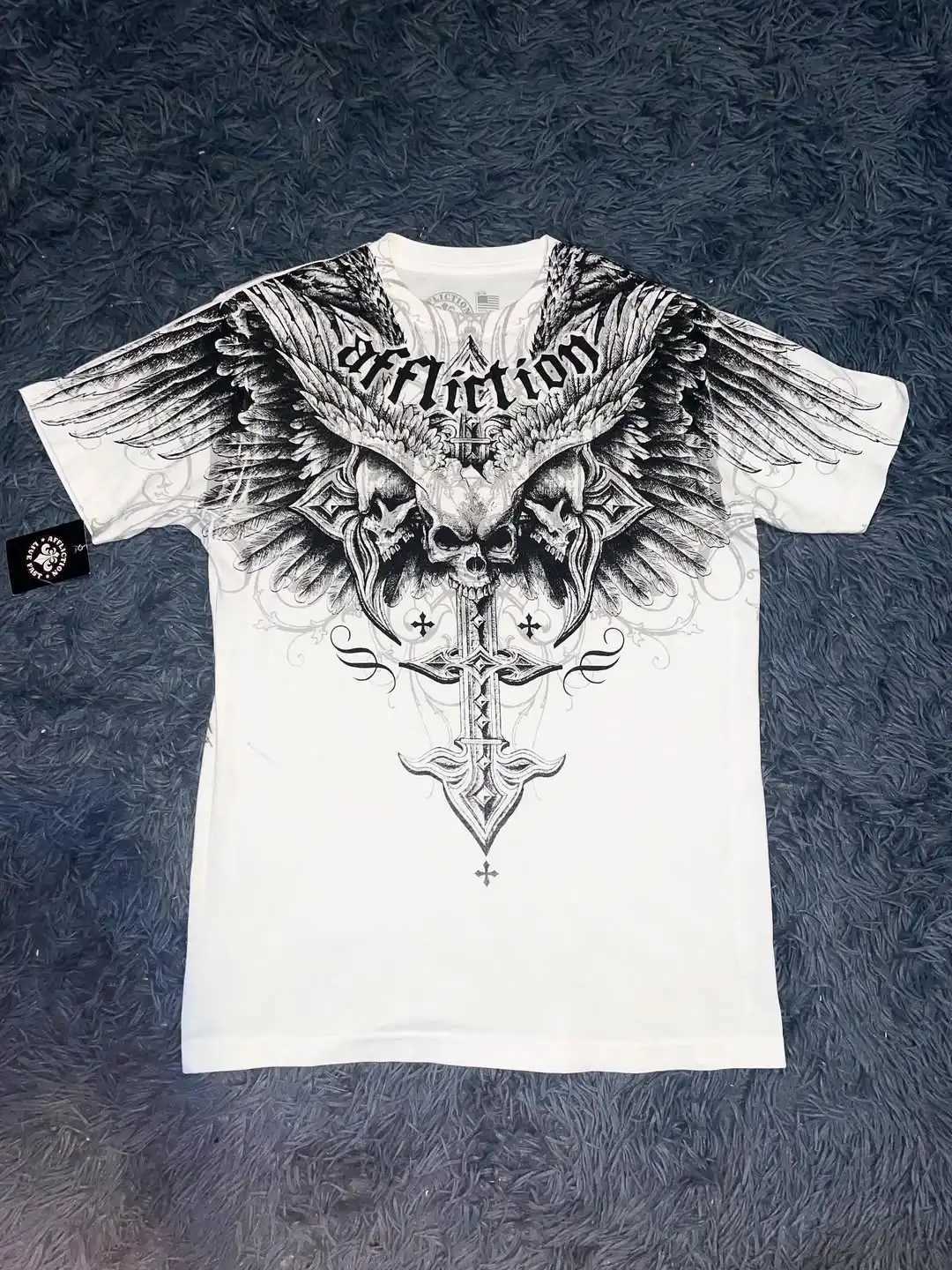 Harajuku New Style Unique Mutated Gothic Theme Trendy Brand Letter Printed T-shirt Men Casual Loose Comfortable Mens Clothing W250607