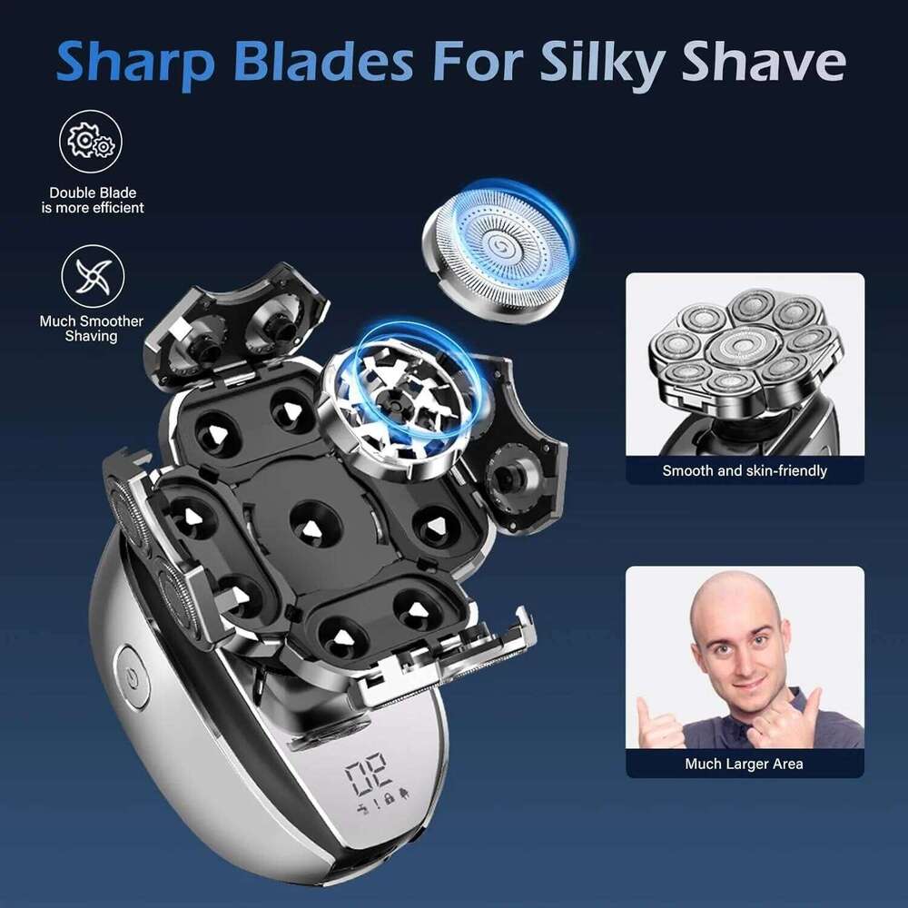 9D Detachable Shaver Electric Razor For Men Ipx6 Waterproof Wet Dry Bald Head Shavers With USB Charge