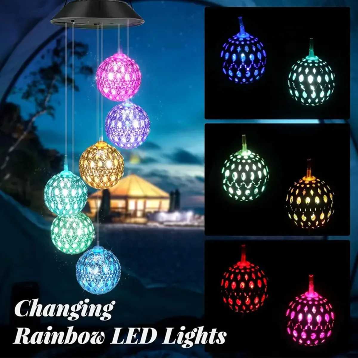 1pc Solar Moroccan Ball Wind Chime Lamp Villa Arrangement Colorful Hanging Light For Home Patio Grass and Terrace Decoration XJ250606