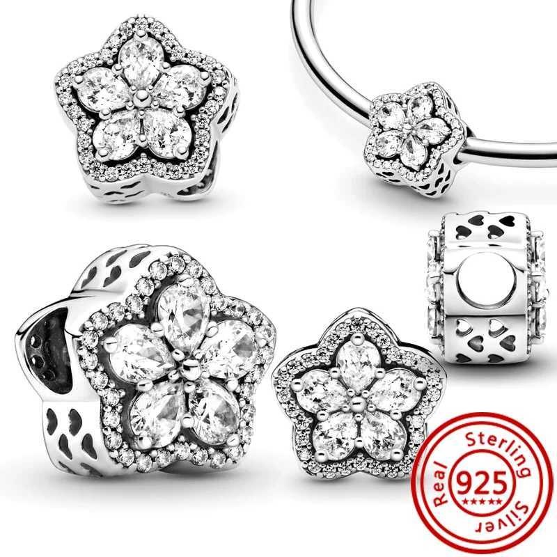 925 Silver Sparkling Rose in Bloom Oversized Charm Spring Flowers Symbolize Beads Fit Pantaro Charms Bracelet Fine JewelryXJ250607