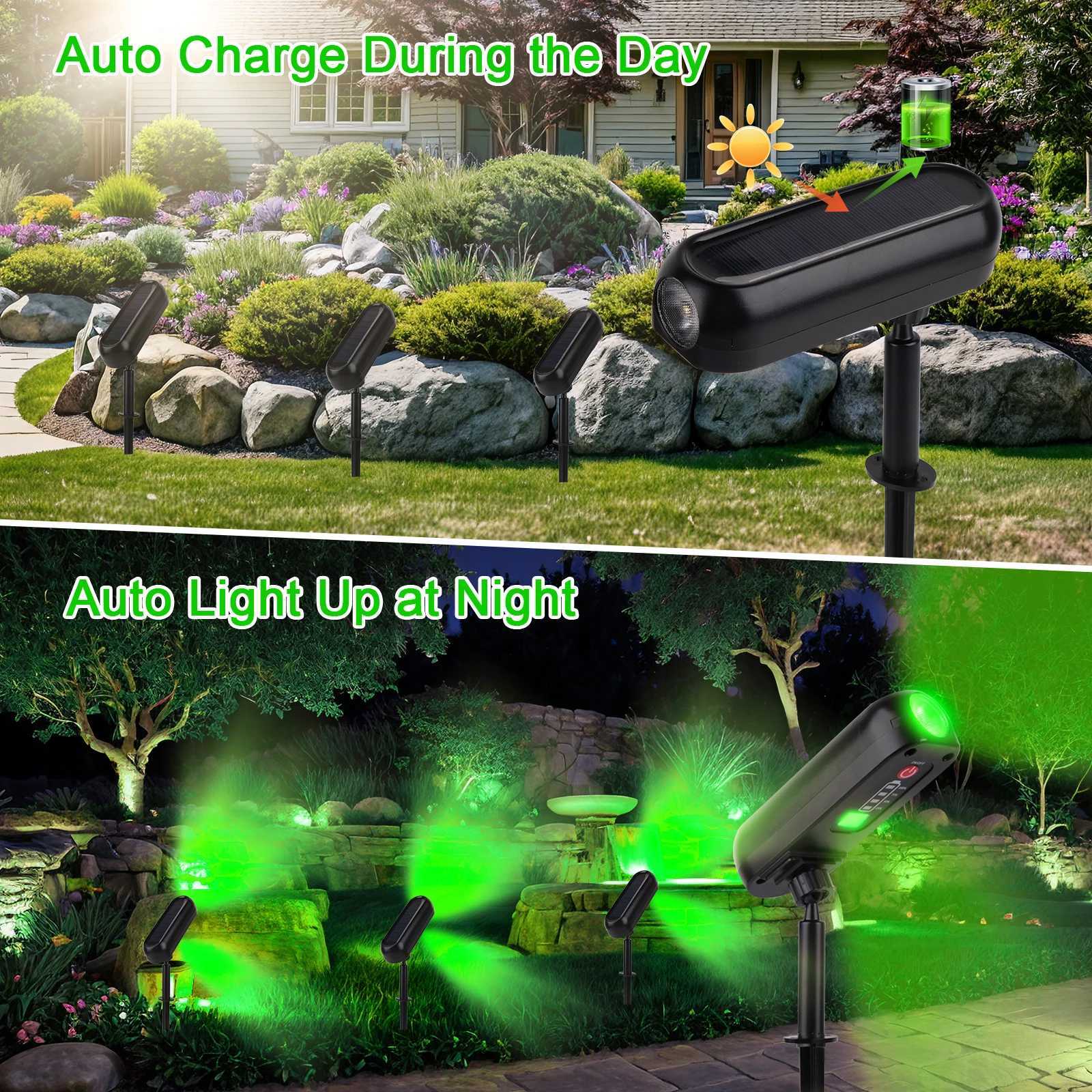 4PCS Solar LED Light Outdoor Solar Wall Light IP65 Green Garden Light Solar Spotlights Solar Uplights for Trees Pathway Yard W250607