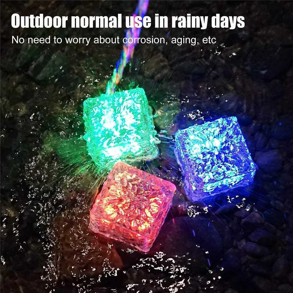 Solar Garden Lights Outdoor Paver Square Brick Ice Cube Sunlight Patio Walkway Pathway Step Solar Lamp Christmas Holiday Decor XJ250606