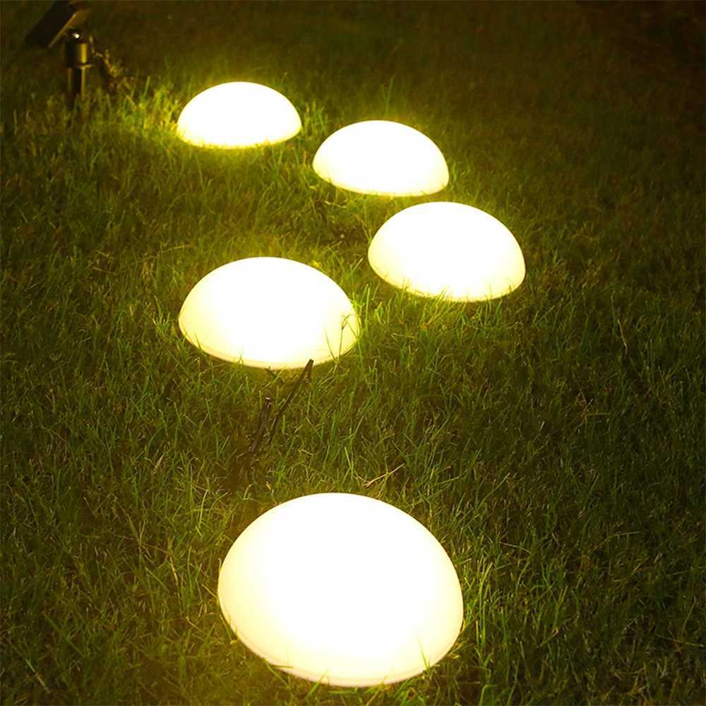 5Pcs Solar Ground Lights Outdoor Garden Lawn Lamps Creative Half Ball Shaped Waterproof LED Lamp Pathway Landscape Yard Decor W250607
