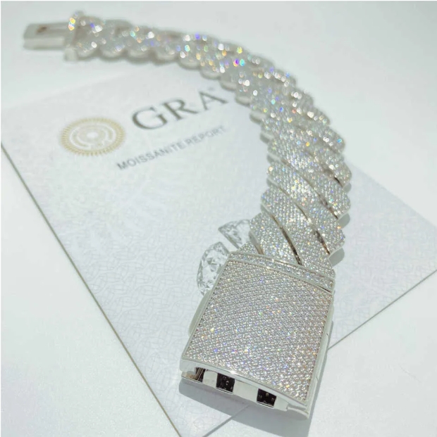 Custom Crazy Thick k Chain Sterg Sier Tester Pass 4 Rows Eent Cut Dia Moissanite Cuban Necklace