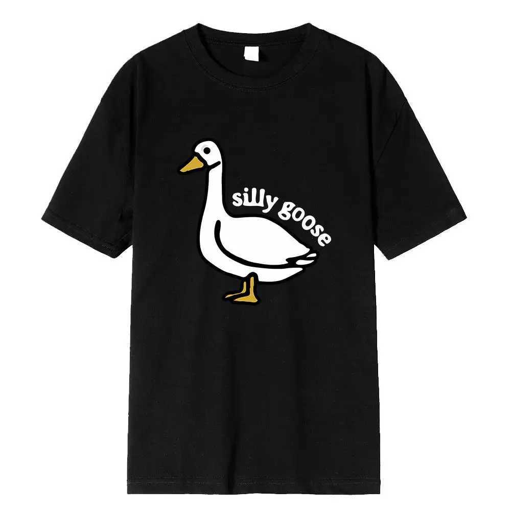 Internet Famous Big White Duck Funny Printed T-Shirt Men Women Couple Short Sleeve 100% Cotton Black T-Shirt O-Neck Clothing X250607