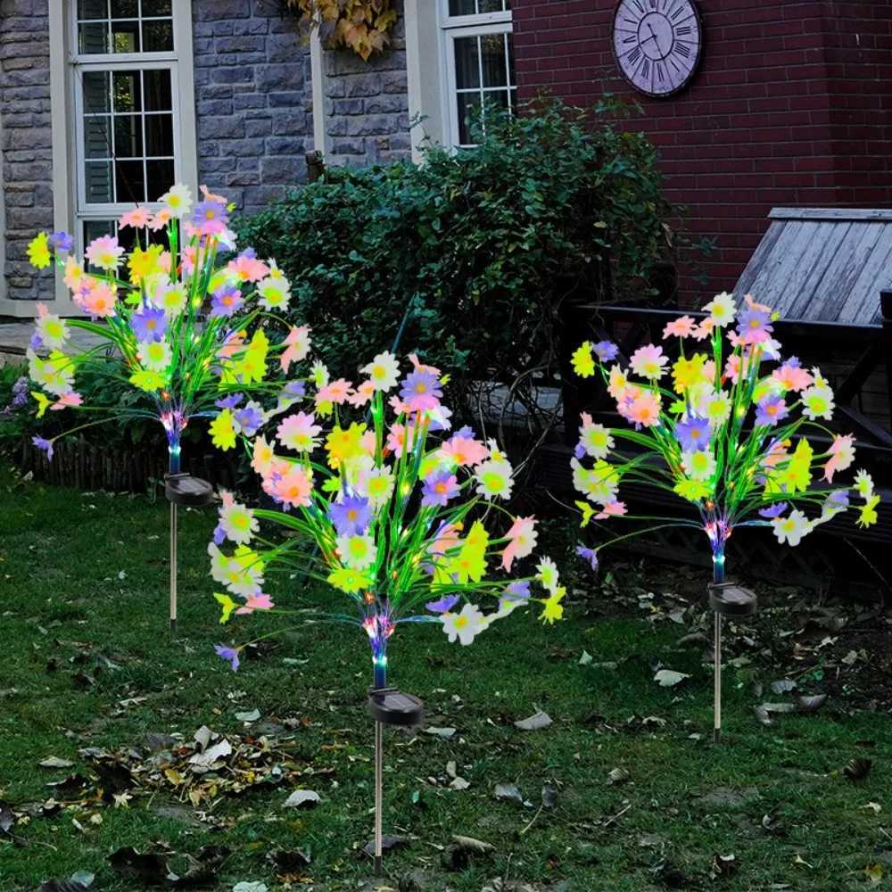 1PC 7Head Solar Powered Small Wild Chrysanthemum Ground Plug-in Lamp Used for Courtyard Garden Lawn Outdoor Camping Decoration W250607