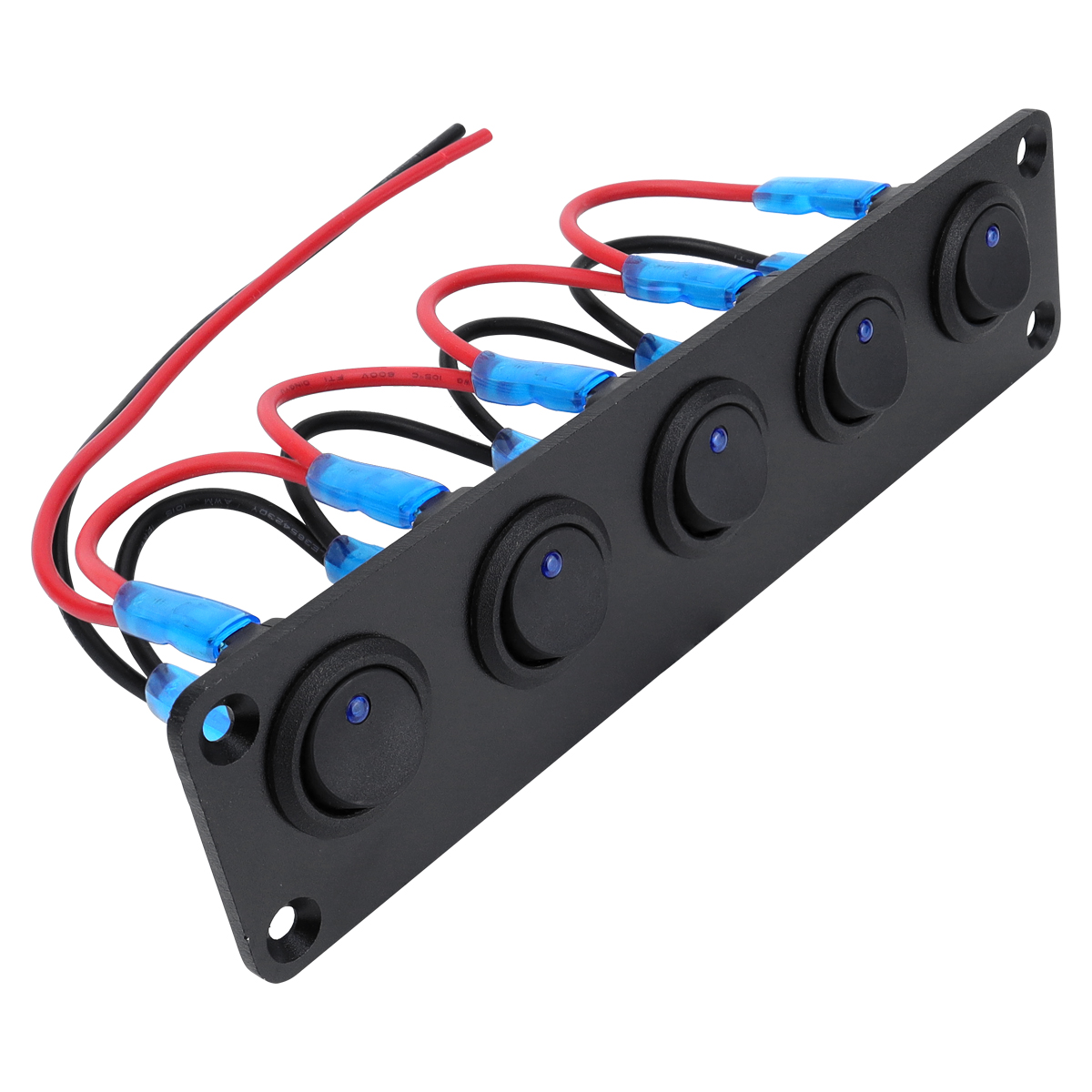 Rocker Toggle Switch Panel with 12V DC Round Dot Lighted 20A 3 Pins ON/Off SPST Switch Control for Car Or Boat Blue LED Light