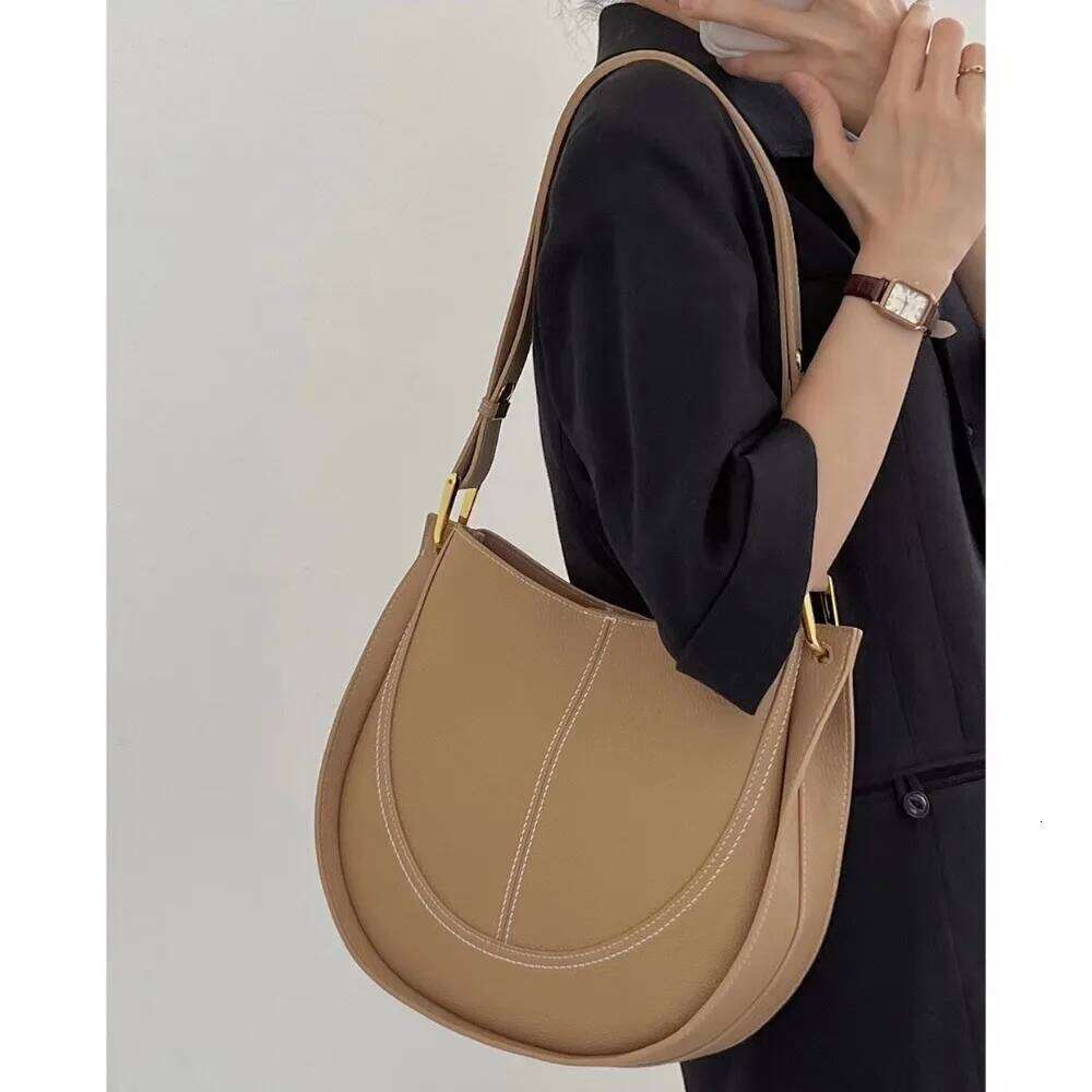 designer bag luxury bag Vintage Soft Leather Design Double Layer Large Capacity Women's Single Shoulder Crossbody Saddle Bag