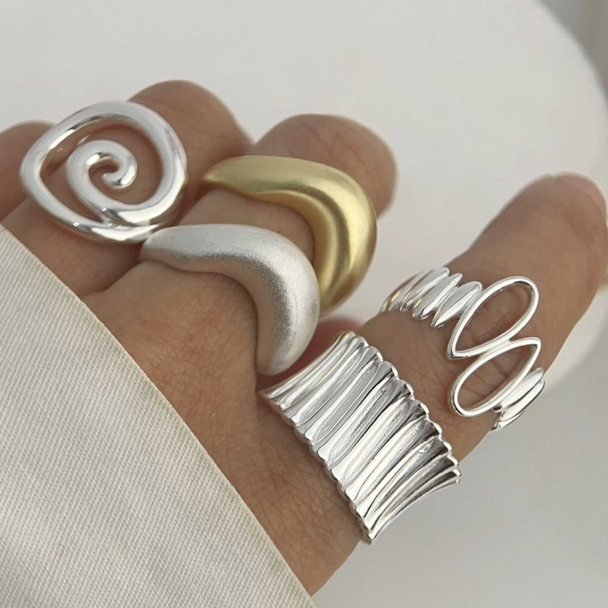 925 Sterling Silver Rings for Women Couple Minimalist Handmade Simple Round Line Ring Party Jewelry Gift Prevent Allergy XJ250606