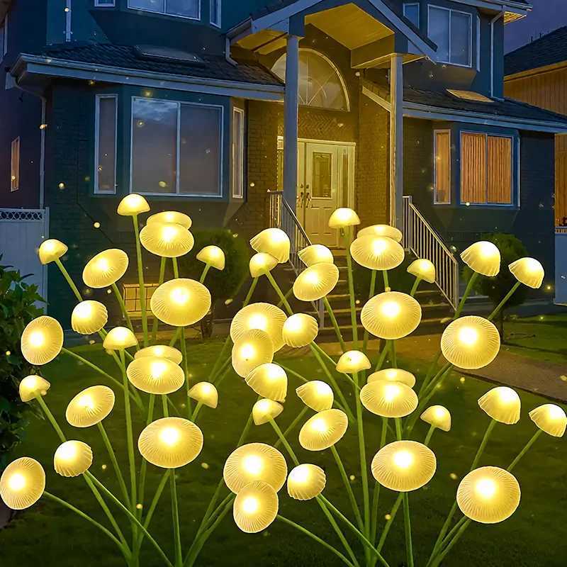 Solar Garden Lights Mushroom Flower Light Yard Decor Outside Waterproof for Pathway Lawn Front Porch Patio XJ250606