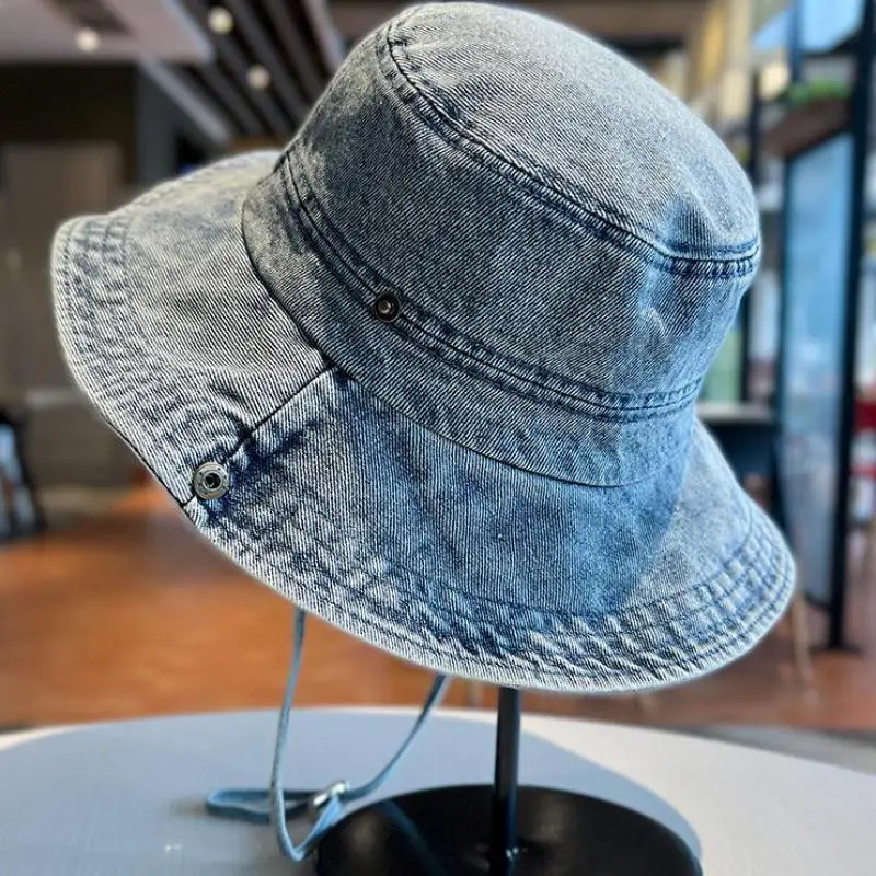 Bucket Hat Women Men Denim Fisherman Cap Outdoor Camping Mountaineering Retro Washed Sunshade Sun Hat Female 250605