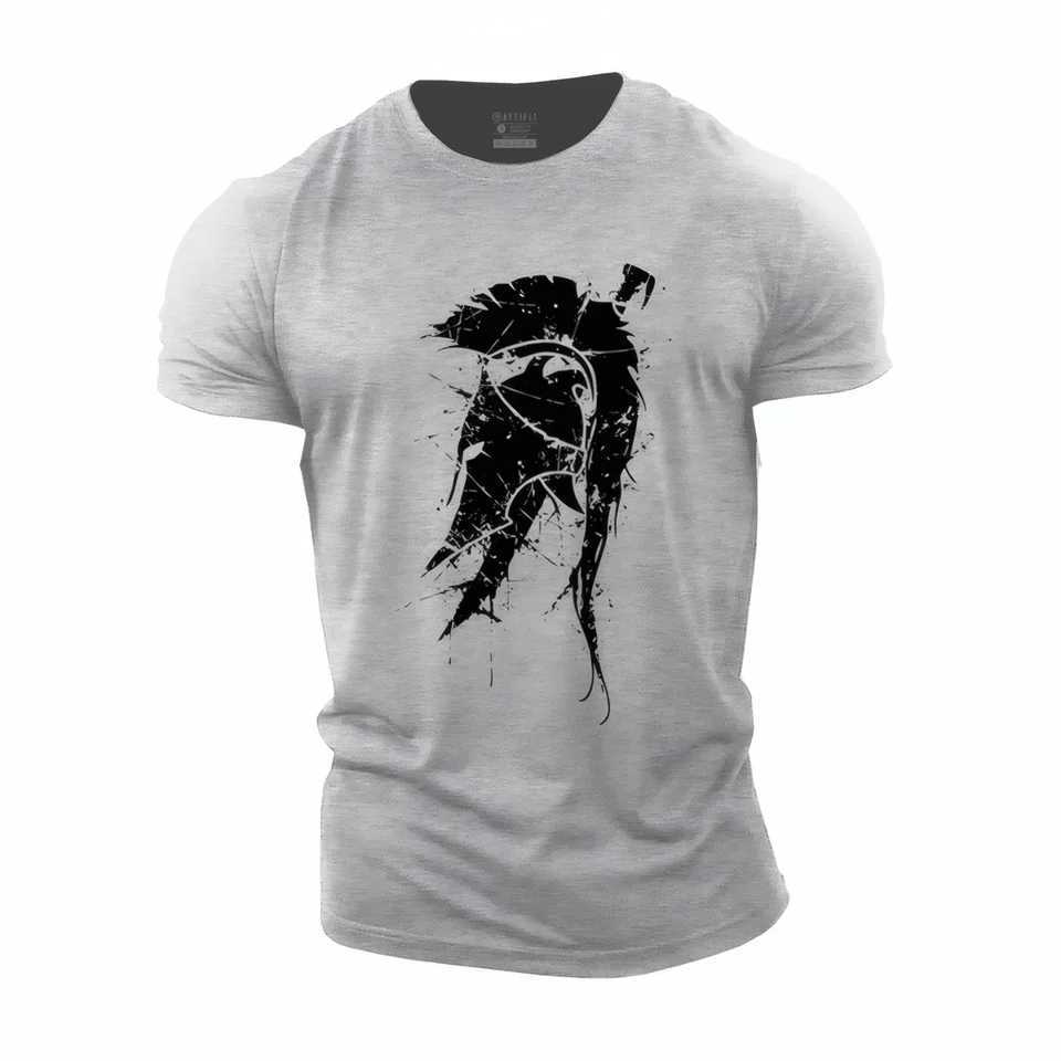 Mens Short-Sleeved T-Shirt Spartan 3D Patterned Shirt Round-Neck Top Large-Sized Garment 2025 Mens Casual Top W250607