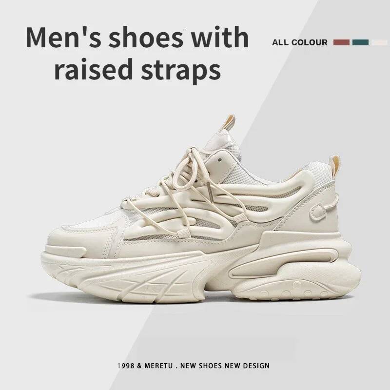 Ddmyoutdoor Men S New Summer Breathable Sports Shoes With Thick Soles And Elevated Mesh Red Fashionable Lace Up Outdoor Shoes