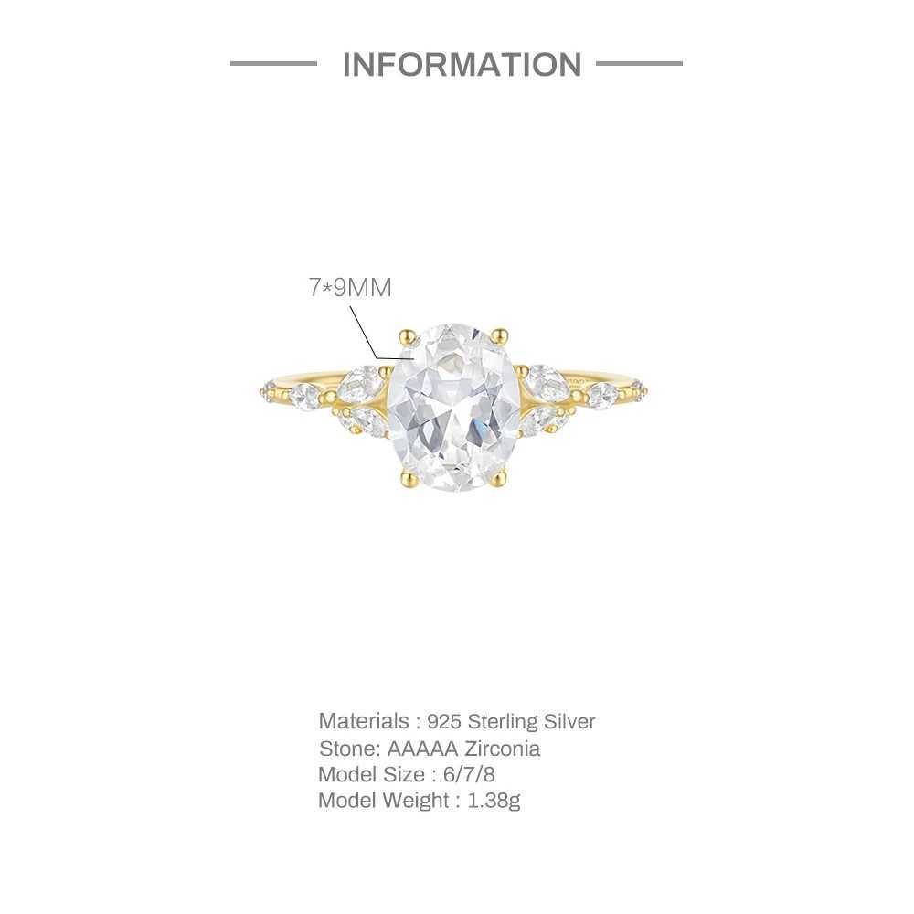 CANNER Super Luxury 925 Sterling Silver Wedding Ring Classic Egg-Shaped Zircon Stones Ring For Bridal Girls Party Proposal Gifts XJ250606