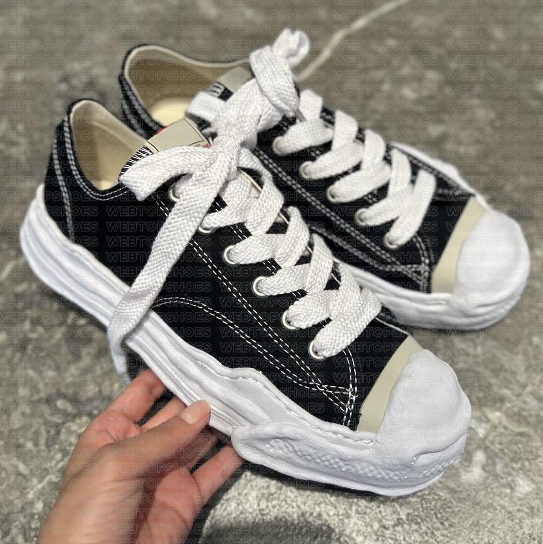 Designer Dissolved Shoes Co branded Washed Style Shoes Low high Canvas shoes Black White Navy Dissolving thick soled Men Women sports casual board shoes have box