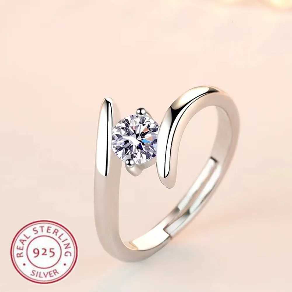 925 Sterling Silver Ring Simple Generous Zircon luxury High Quality For Women Rings Wedding Fine Jewelry Accessories Party Gift XJ250606