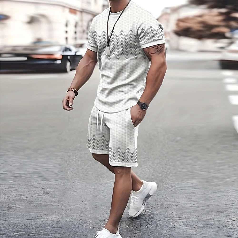 2024 Fashion Mens Sportswear Printed Format Pattern Oversized Mens Top Y2K Style Suit Summer Casual Breathable Refreshing Suit W250609