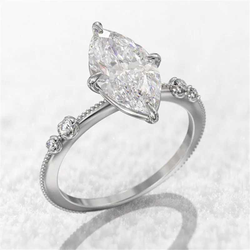 925 Sterling Silver Marquise Cubic Zirconia Women Rings for Women Fashion Finger Accessories Good Quality Fancy Jewelry XJ250606
