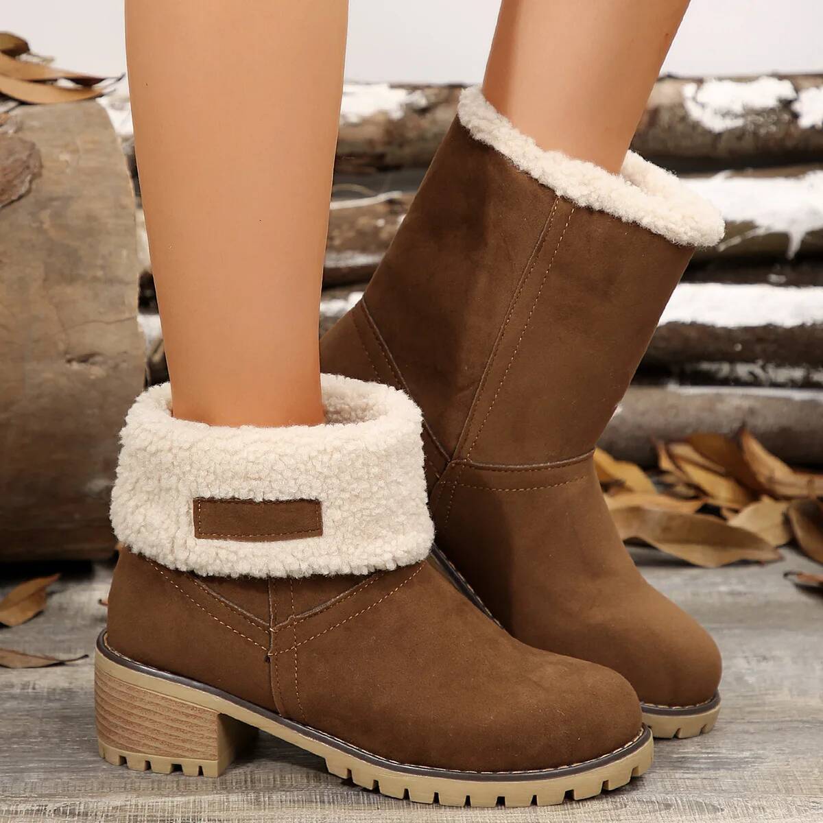 Ddmyoutdoor Thick Plush Snow Women Faux Suede Non Slip New Winter Woman Keep Warm Cotton Padded Shoes Platform Ankle Boots Outdoor Shoes
