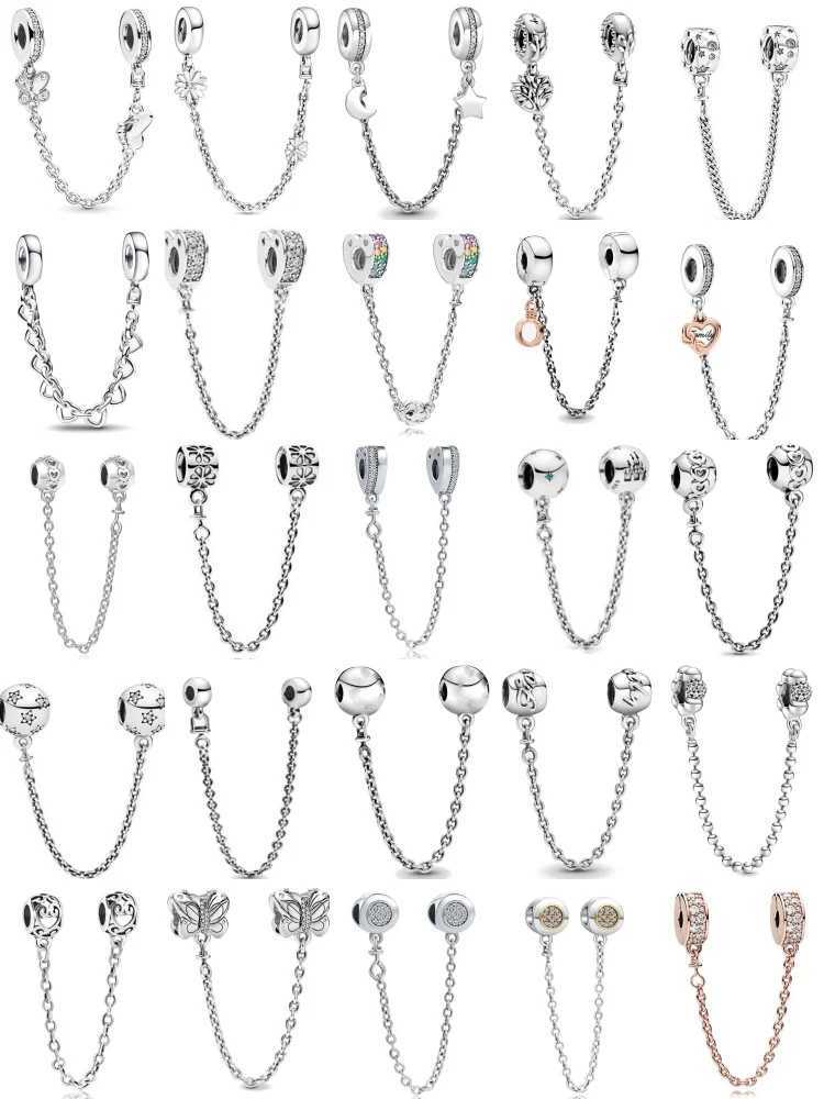 Hot Selling 925 Silver Butterfly Stars And Moon Safety Chain Suitable For Original Bracelets DIY Accories Charming JewelryXJ250607