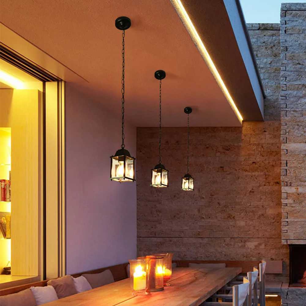 Outdoor chandelier waterproof Chinese retro garden light entrance balcony corridor aisle garden pavilion ceiling light W250607