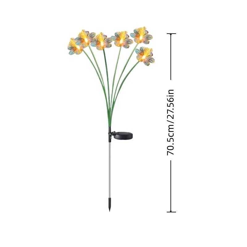 6-Head Solar Flower LED Lights Outdoor Waterproof 2-Mode Decoration Stake Lights Landscape Lighting For Garden Lawn Yard Pathway W250607