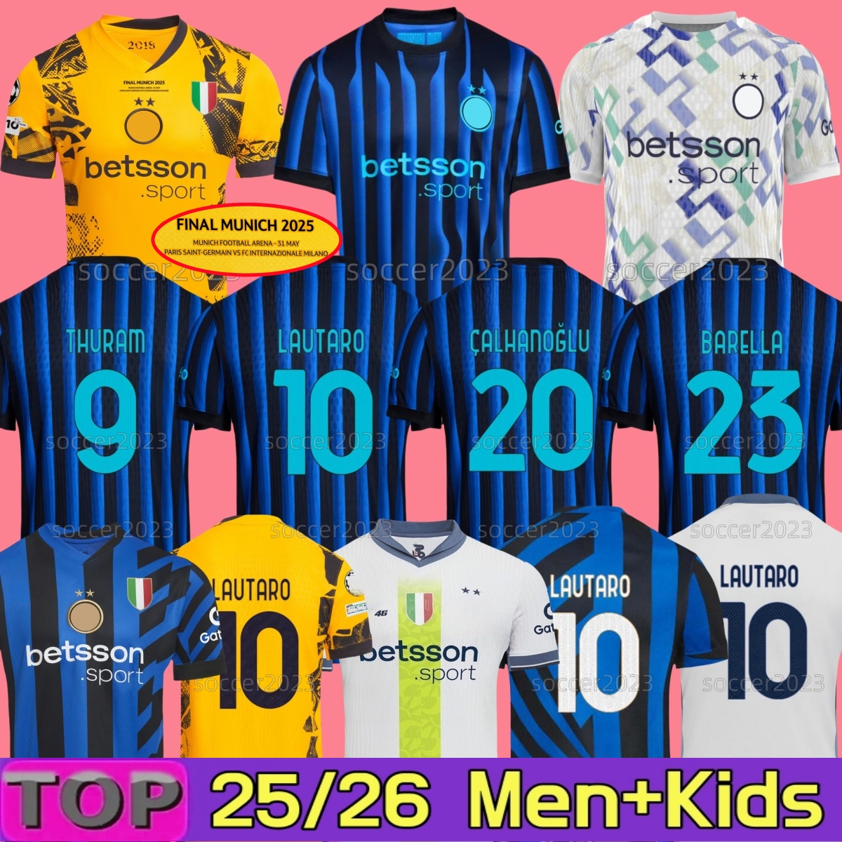25 26 LAUTARO Soccer Jerseys THURAM DUMFRIES BARELLA CALHANOGLU DIMARCO Rossi FRATTESI 24 2025 2026 Final Maglie Football Shirt Inters Milans player men Kids Kit 4XL