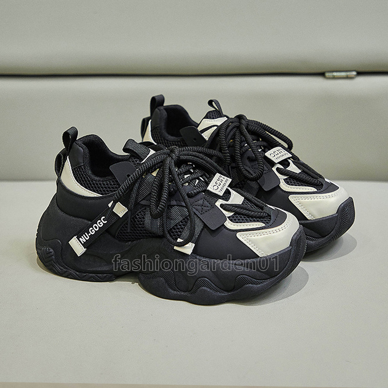 Designer Running Shoes womens sneakers Trainers Breathable mesh Leather Durable Women Shoes thick-soled Outdoor Sports Lace-up Casual low Daddy Shoes 