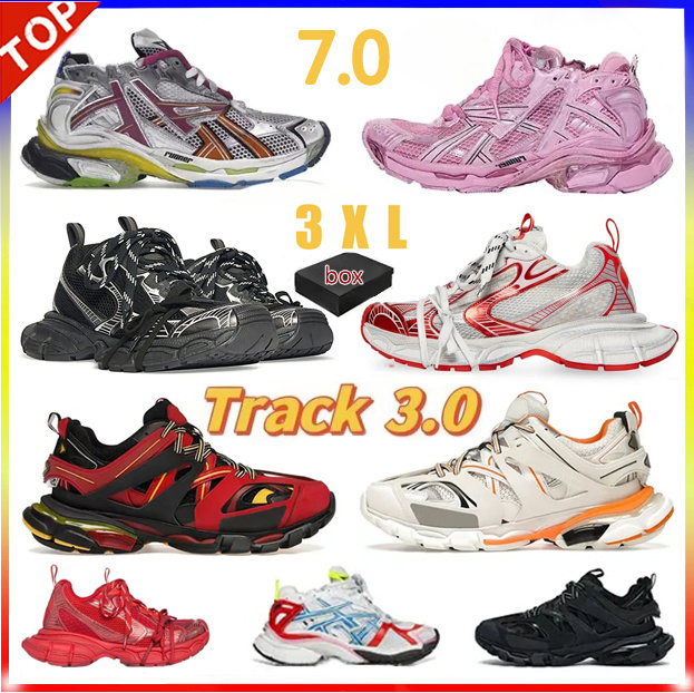 With box designers Runner 7 Track 3.0 3XL vintage women men casual shoes Paris Runners sneaker 7.0 Trainers black white pink blue Burgundy Deconstruction sneakers