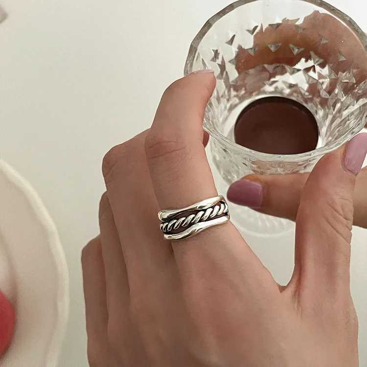 New in 925 Sterling Silver Weave Adjustable Rings For Women Wedding Engagement Luxury Jewelry AccESSories Moneys 925XJ250606