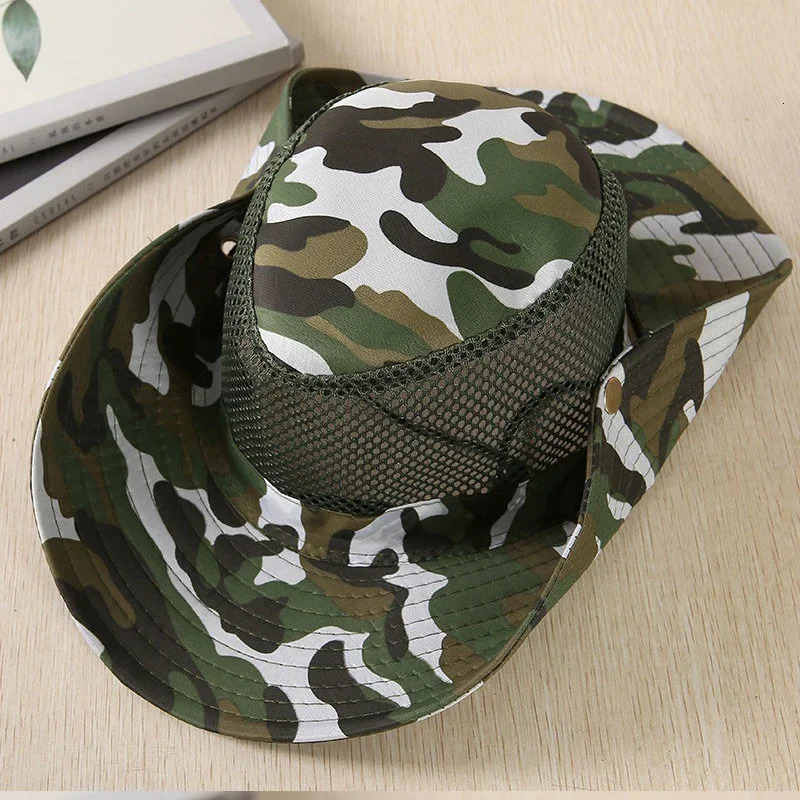 Multiple Styles Outdoor Beach Sun Shade Breathable Bucket Hat Male Summer Fishing Caps Trekking Collapsible Mesh Fisherman Cap 250605