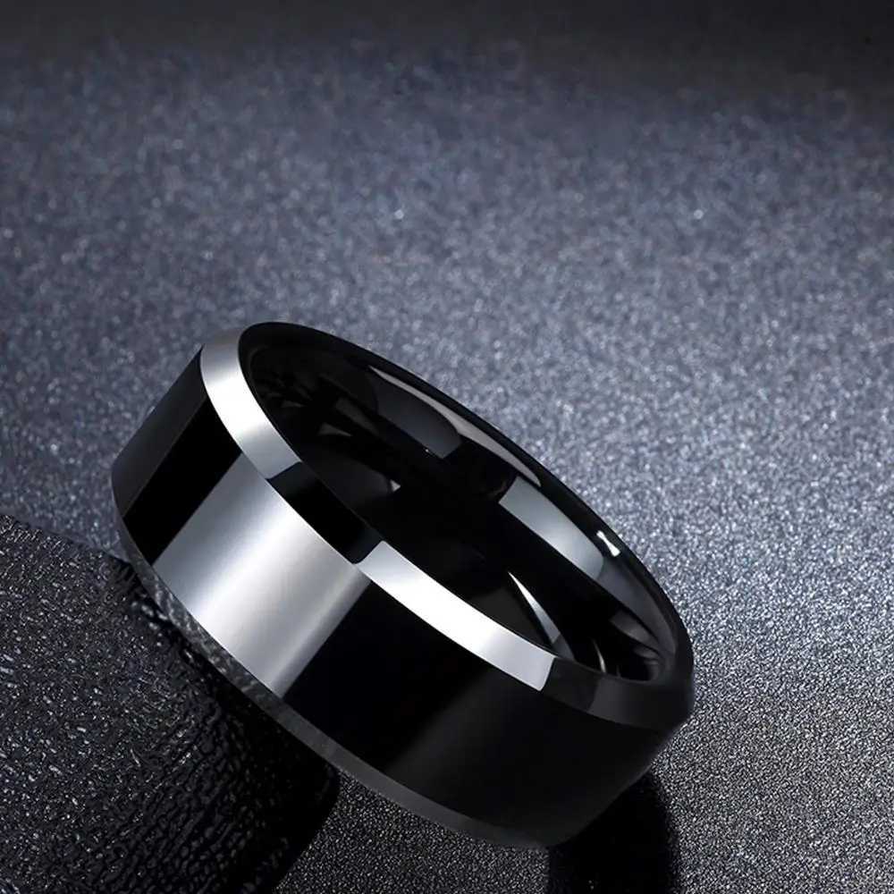 Tigrade Men Ring Black Luxury Wedding Band Pure Titanium Polished for Women Lover Rings Couple Engagement Jewelry Size 4-Size 14 W250606
