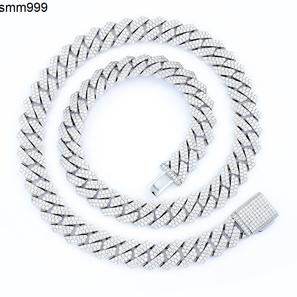 2 Rows Moissanite 10mm Width Cuban Necklace Hip Hop 18k White/Yellow Gold Plated Full Iced Out Miami Cuban Link Chain