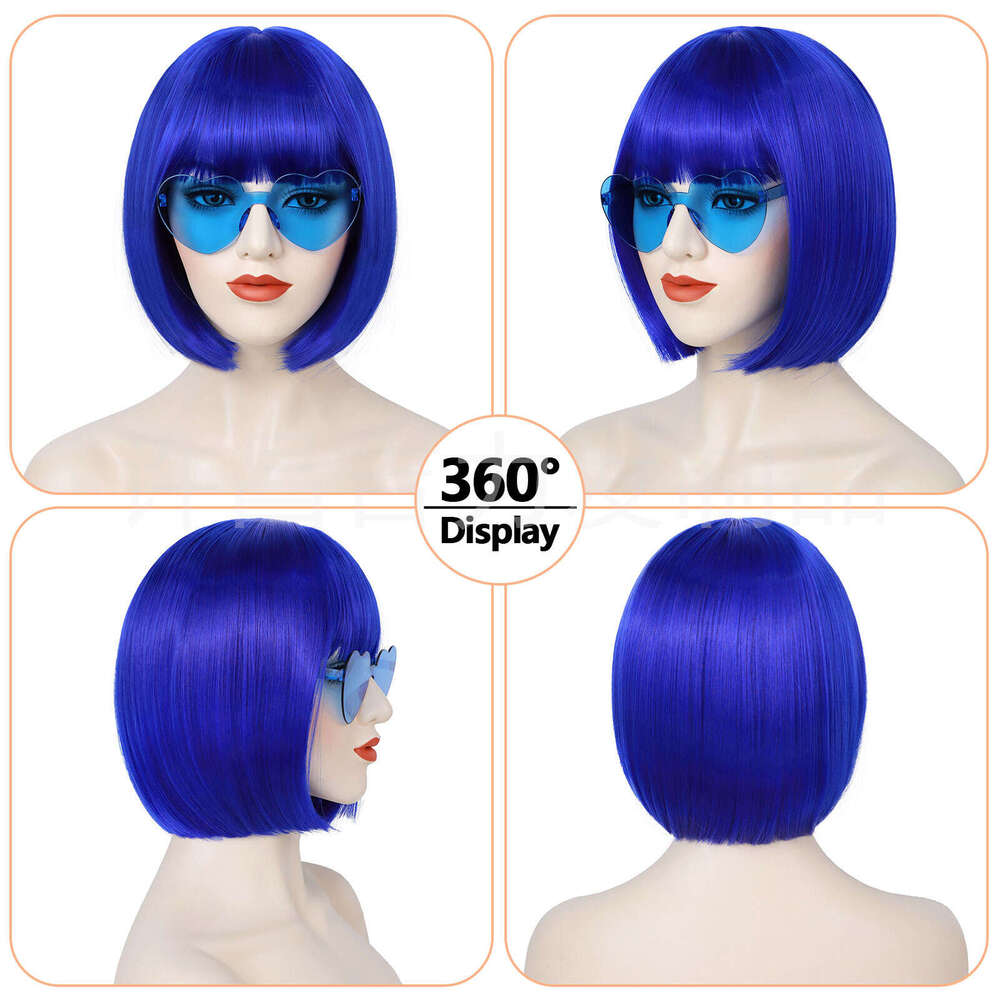 Shoulder-Length Bangs Bob Short Straight Hair Synthetic Wig Cap