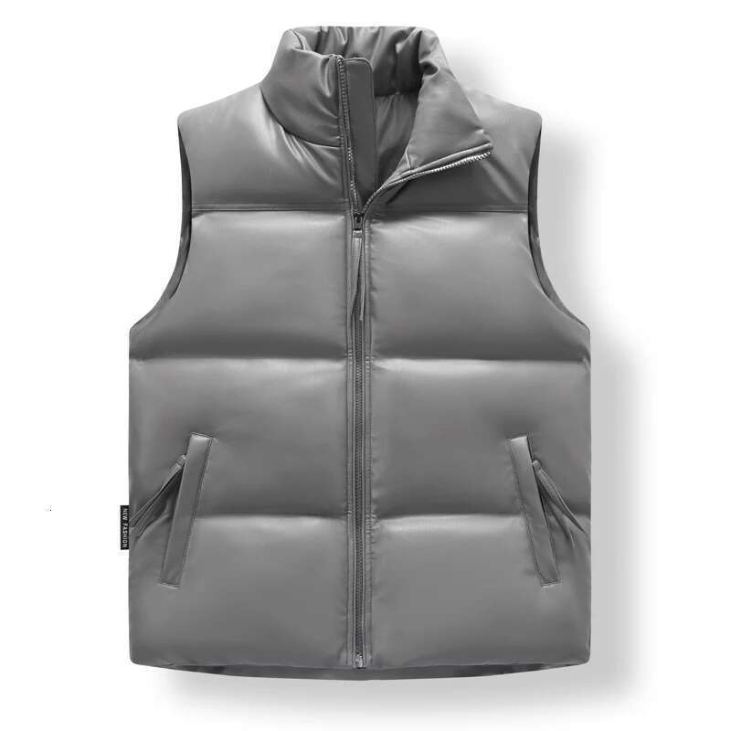 Fashion leather Vests men Casual Warm Male High Quality Loose Vest Men Pu Zipper Waistcoats Brand Mens Sleeveless Jacket