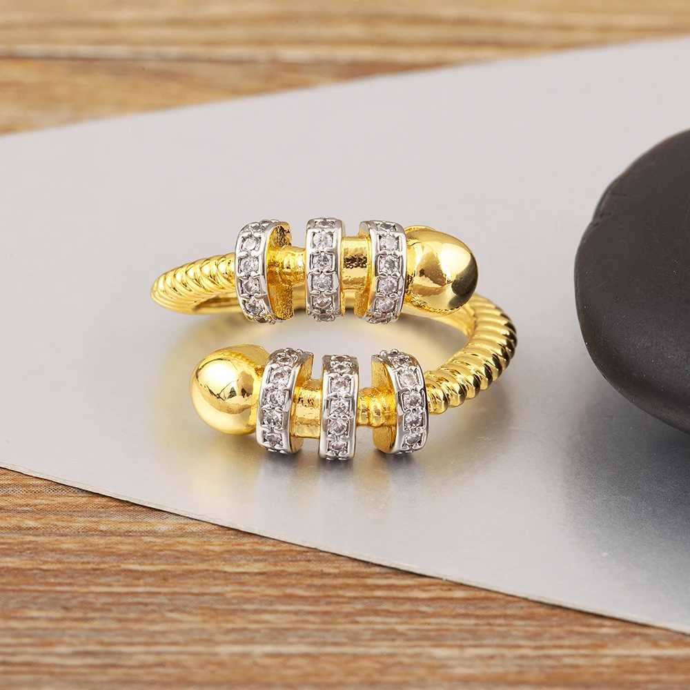 Nidin High Quality Creative Shiny Zircon Charm Open Rings Adjustable 4 Styles For Women Men Hip-Hop Style Finger Jewelry Gifts W250606