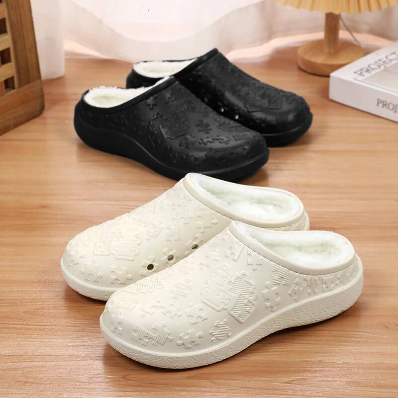Ddmyoutdoor New Winter Unisex Home Cotton Warm Plush Slippers Couple S Indoor Anti Slip House Slides Men And Women Soft EVA Shoes Beach outdoor shoes
