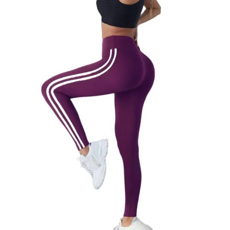 Yoga Women Striped Slim Sports Pants High Waist Hip Liftting Casul Tights Workout Running Stretchy Gym Leggings Women's
