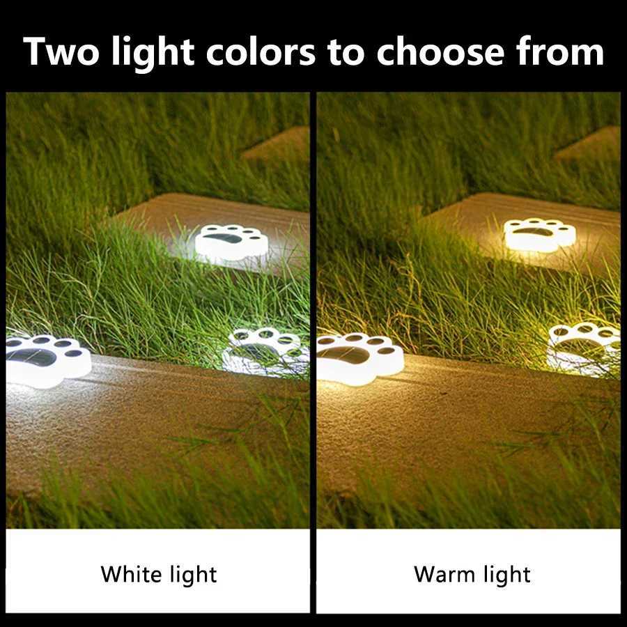 4pcs Solar LED Cats Paw Buried Light Cute Cold Warm Waterproof Outdoor Lawn Lights Decorative Lights Garden Patio DecorationXJ250606