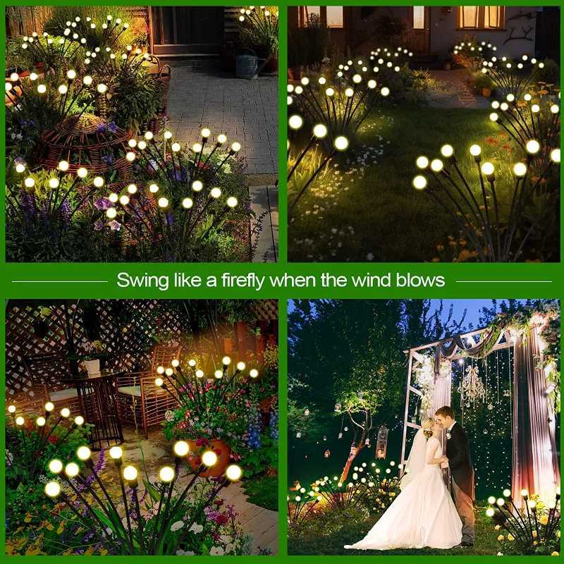 12Pack Outdoor LED Solar Lights Waterproof Starburst Solar Firefly Lights Lawn Lamp Garden Lamp for Path Landscape Decorative XJ250606