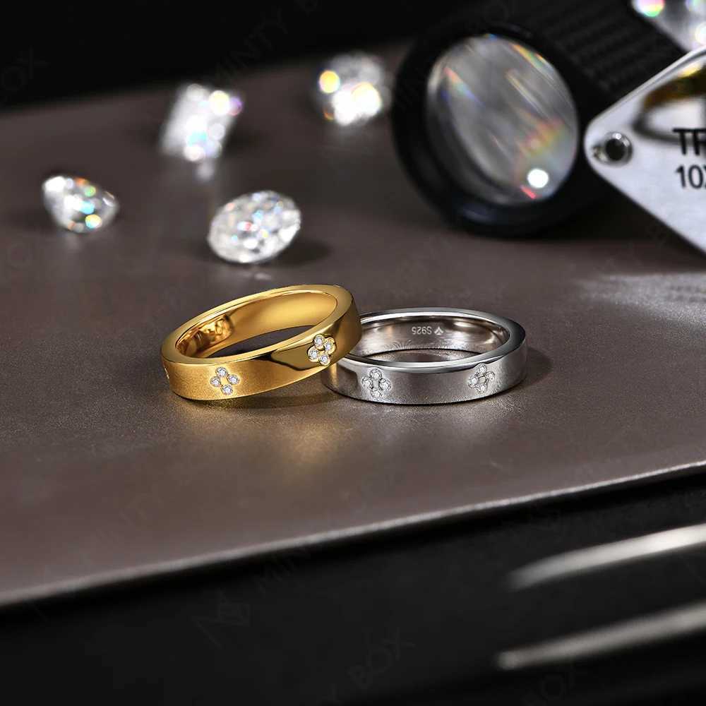 MINTYBOX Clover Moissanite 18k Gold Plated Diamond Wedding Band Ring For Women S925 Silver Engagement Party Fine Jewelry Gift W250606