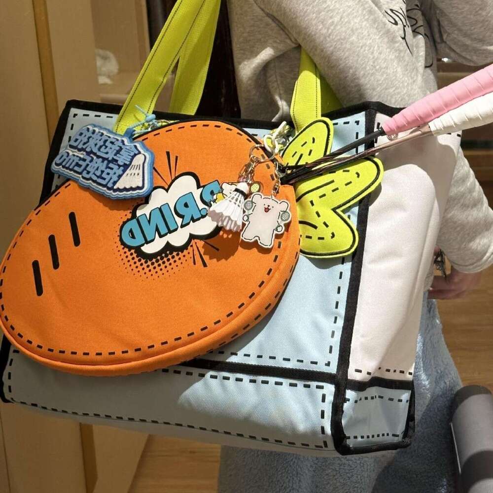 2025 New Badminton Tennis Racket Carrot Women Large Capacity Sports Tote Cute Handbag Shoulder Bag