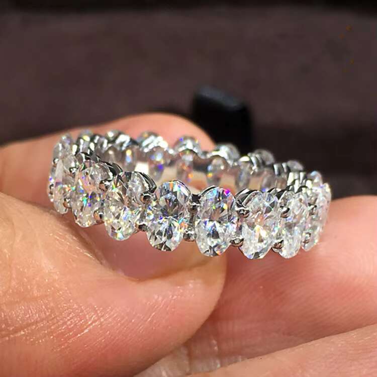 Luxury Custom Made 9K/10K/14K/18K Solid Gold Ring Oval Cut Moissanite Eternity Engagement RIngs Jewelry Women