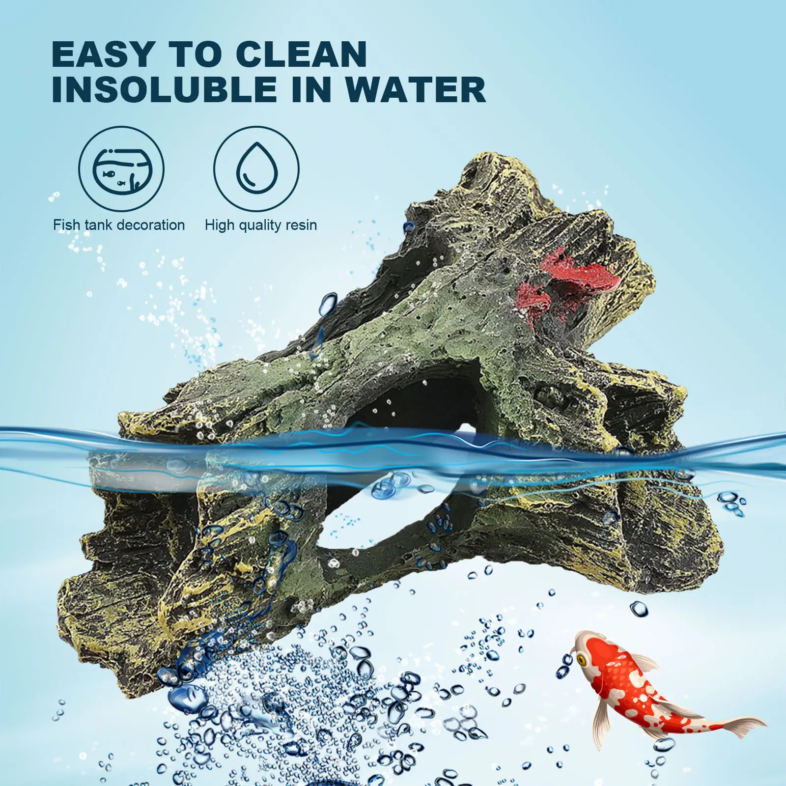 Artificial Landscape Ornament Multifunction Aquarium Hollow Log Decor Non-toxic Resin Fish Hiding Cave for Fish Tank Aquarium 250604