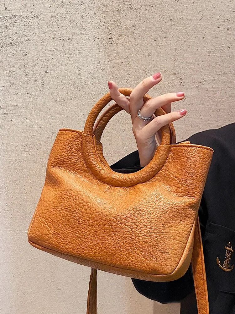 designer Niche Design High-End Retro Round Ring Handbag for Women Korean Style Elegant Versatile Fashion Soft Shoulder Crossbody Bag