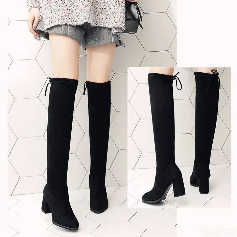 Ddmyoutdoor Over The Knee Stretch Knit Long Socks New Casual Black Sexy Nightclub Platform Shoes Autumn Boots Women Bottes Outdoor Shoes