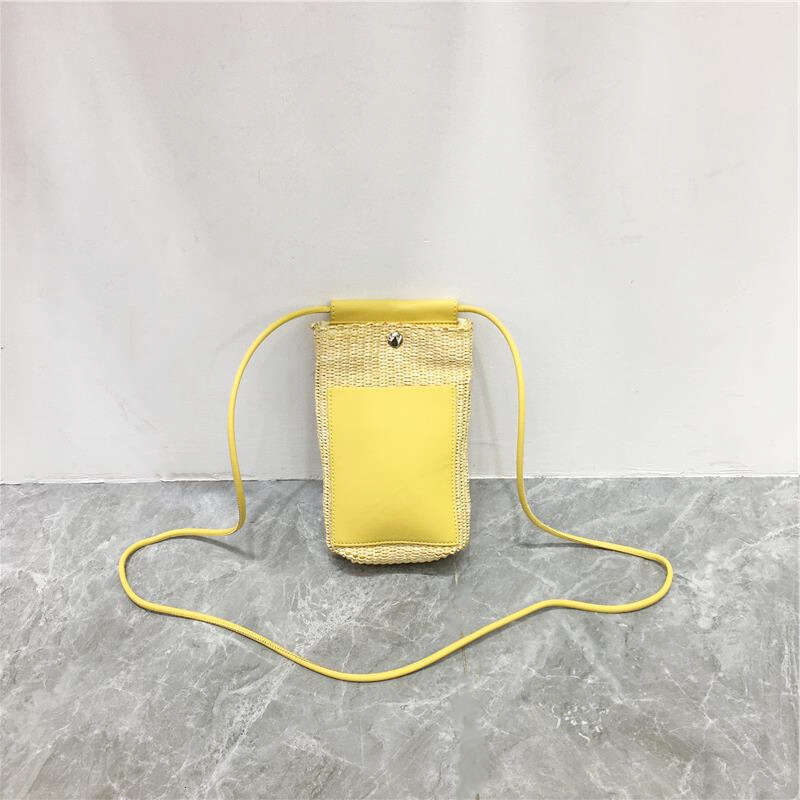This Season Mobile Phone Simple Casual Summer Patchwork Straw Niche Lightweight Versatile Shoulder Crossbody Small Bag