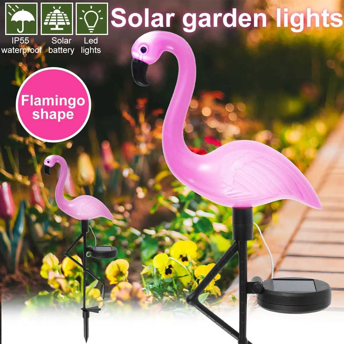 Pink Flamingo Solar Light Outdoor Courtyard Decoration Light Waterproof Garden LED Patio Walkway Light with Lights Ground Lamp XJ250606